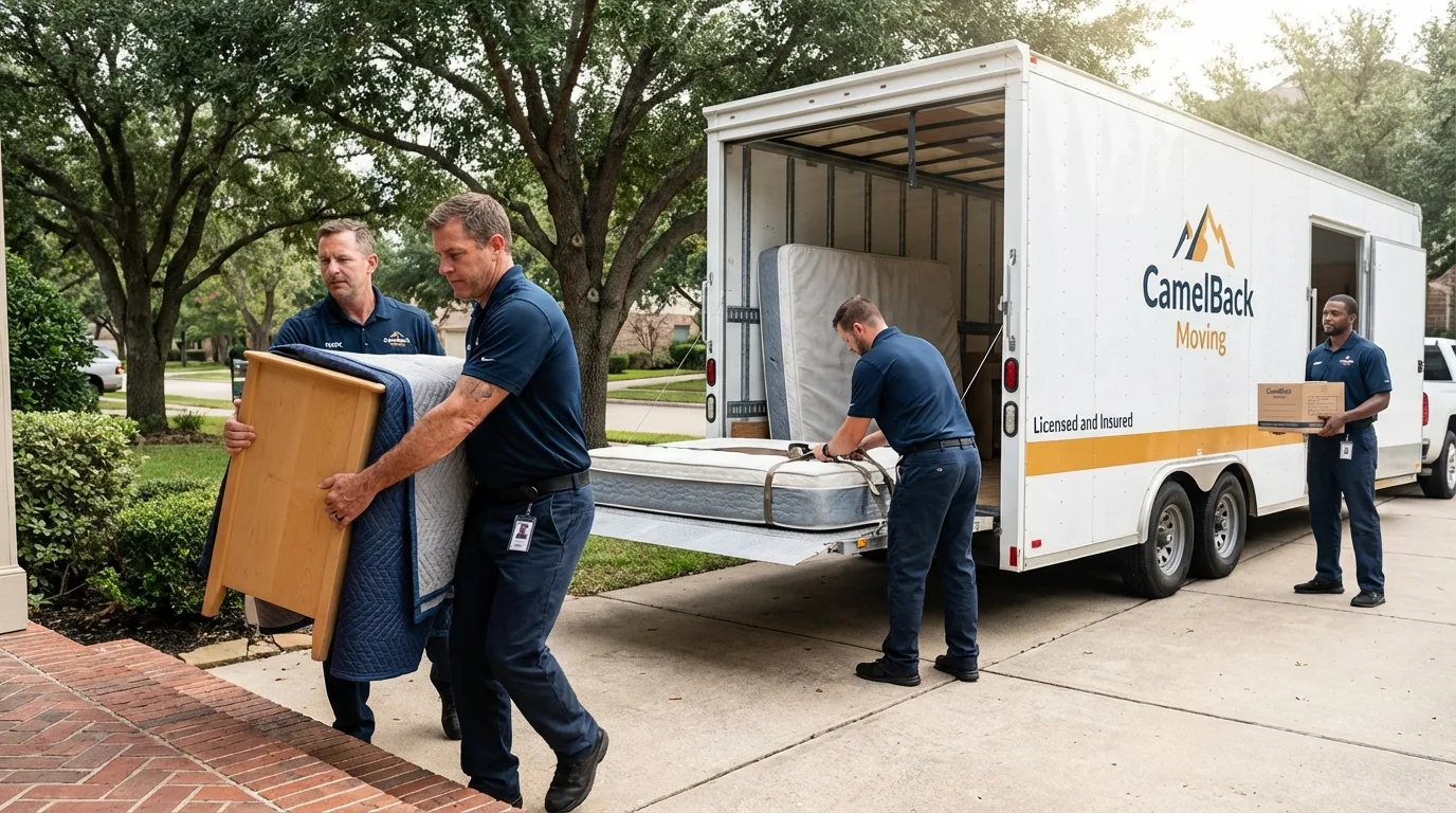 Crew loading residential truck for cross-state move from Hicksville, OH
